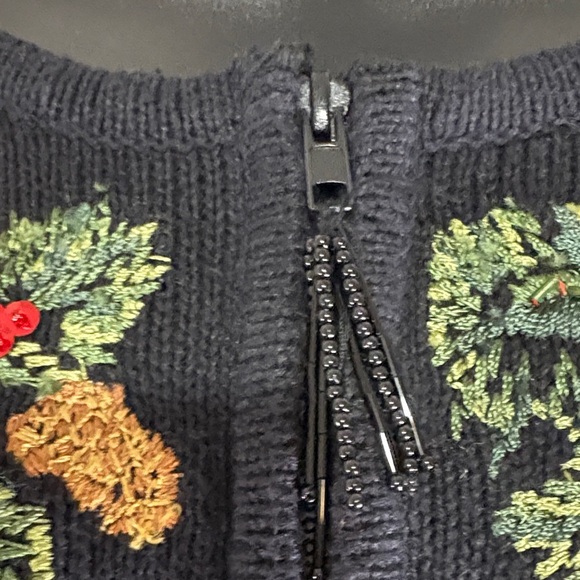 Vintage Tiara International Black Cardigan with Cardinal Embroidery Size Small - Picture 8 of 15